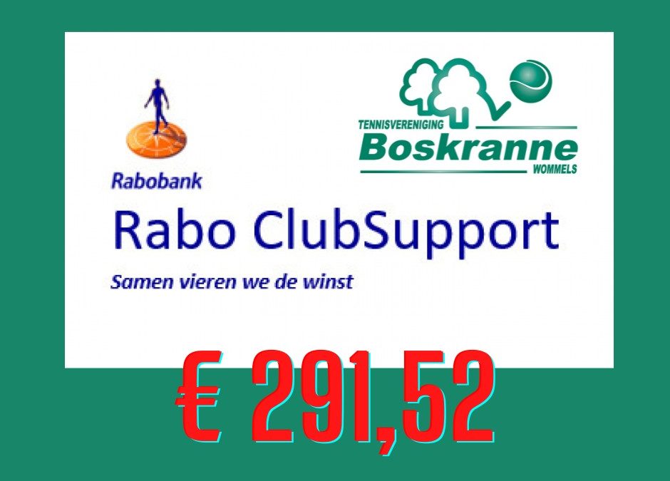 Opbrengst Rabo Clubsupport: € 291,52